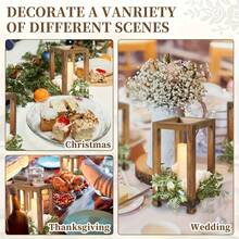 1/2/3 Piezas Portavelas de Madera Rectangular Rústico, Perfecto para Bodas, Decoración del Hogar, Ambiente de Año Nuevo y Día de San Valentín - Unitalla - Ver 3
