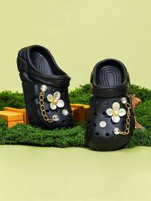 HOEASE Girls' Breathable Hollow Flower Garden Shoes, Comfortable Lightweight Sandals, Spring/Summer - Black - View 5