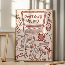 1PC Don't Give Up Kid Print, Retro Positive Affirmation Poster, Study Desk Wall Art, UNFRAMED - No Frame - View 9