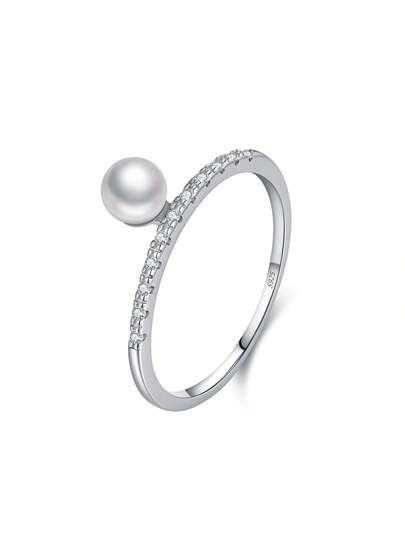 1 buc inel din argint 925 cu o singură perlă, inel de deget stivuitor, simplu, minimalist, bijuterii de aniversare, cadou pentru soție și mamă