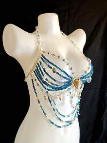 Dây chuyền đeo quanh người đính vỏ sò và ngọc trai thủ công unisex, phụ kiện áo ngực kiểu baroque gợi cảm. - vỏ bọc - Xem 6