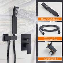LED Shower Faucet Set, Shower System With High Pressure 8-Inch Rainfall Shower Head And Handheld Spray, Bathroom Luxury Rainfall Mixer Shower Complete Combination Set - Matte Black - View 5