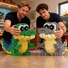 1100pcs Linked Building Blocks Set, Cute Crocodile Animal Model Series ,Small Particle Interlocking Stackable Stress-Relieving Toys, Handcrafted Diy 3D Stitch Puzzle, Cartoon  Model,Bedroom,Living Room Decorations,Creative,Funny Birthday, Christmas, And Easter Gifts. - Multicolor - View 2