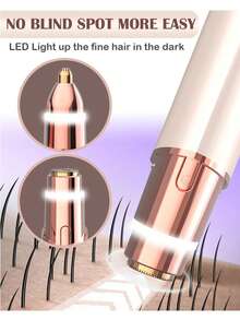 二合一面部脱毛眉毛修剪器，便携式面部脱毛器，女士旅行充电式剃毛器，比基尼剃毛器，男女通用，适用于面部、唇部、下巴、腋下、身体等部位的绒毛，电池容量180mAh - 藍色 - 查看 5