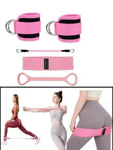 Hip Resistance Band Set, Ankle Strap, Booty And Leg Resistance Bands, Shaping Waist, Cable Machine, Hip Lifter Ankle Elastic Band Training Set - Multicolor - View 3