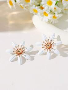 1 Paar modische, exquisite, leuchtende Gänseblümchen-Blüten-Ohrringe, elegant geeignet für Hochzeit, Party, Date, Reise, Geschenk für Freunde, Blumen-Ohrringe - Blumenohrringe - Übersicht 11
