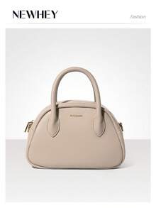 女士小号手提斜挎包，PU皮革材质，配有可调节肩带，简约迷你圆顶包，黑色PU皮革手提钱包 - 彩色 - 查看 1