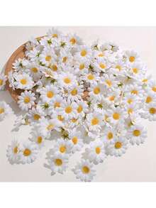 50pcs/Set Artificial White Daisy Sunflower Heads, 1.57 Inch Fake Flowers, Suitable For Wedding Party Decor, DIY Cards, Wreaths And Home Decor, Great For Spring/Summer Events, Weddings - Multicolor - View 3