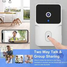 Chuông cửa video thông minh, camera an ninh HD 1080P, tầm nhìn ban đêm, cảm biến chuyển động, âm thanh hai chiều, kết nối Wi-Fi, lắp đặt có hoặc không cần khoan, cảnh báo qua ứng dụng, pin sạc/cấp nguồn USB, điều khiển an ninh nhà qua ứng dụng. - Chuông cửa có camera - Xem 3