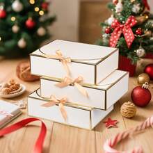 Bộ hộp quà 20/10/5/2 món, hộp quà màu trắng và đen có nắp, hộp quà cầu hôn cho phù dâu kèm ruy băng trắng, thích hợp cho đám cưới, sinh nhật, tiệc tùng, ngày Valentine và quà tặng cô dâu. - Vàng trắng - Xem 3