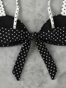 Bộ đồ bơi hai mảnh nữ mùa Xuân/Hè mới về, màu đen trắng tương phản, xếp ly, gợi cảm, thanh lịch, thích hợp cho đi biển, dự tiệc, hẹn hò. - Nhiều màu - Xem 5