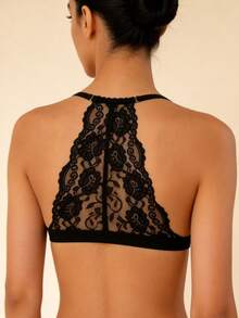 Women's Black Lace Bra Set, Boasting A Unique And Stylish Design. It Fits The Body Perfectly And Is Suitable For Both Daily Inner Wear And Sleep Wear. - Black - View 2