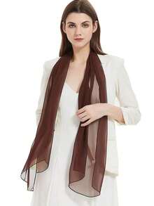 1pc Women Beach Accessories Classic Plain Chiffon Scarf, Multi-Functional Beach Shawl Suitable For Outdoor Travel, Beach Sunscreen, Weddings And Festivals In Spring/Summer Casual Accessories Women - 咖啡棕 - 查看 7