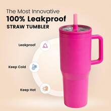 Cốc/ly du lịch bằng thép không gỉ chống rò rỉ 40oz có nắp, ống hút và tay cầm, thích hợp cho đồ uống nóng và lạnh, cốc có ống hút 40oz, cốc bia cách nhiệt bằng thép không gỉ, cốc đá có tay cầm thế hệ thứ 5 - Nhiều màu - Xem 1