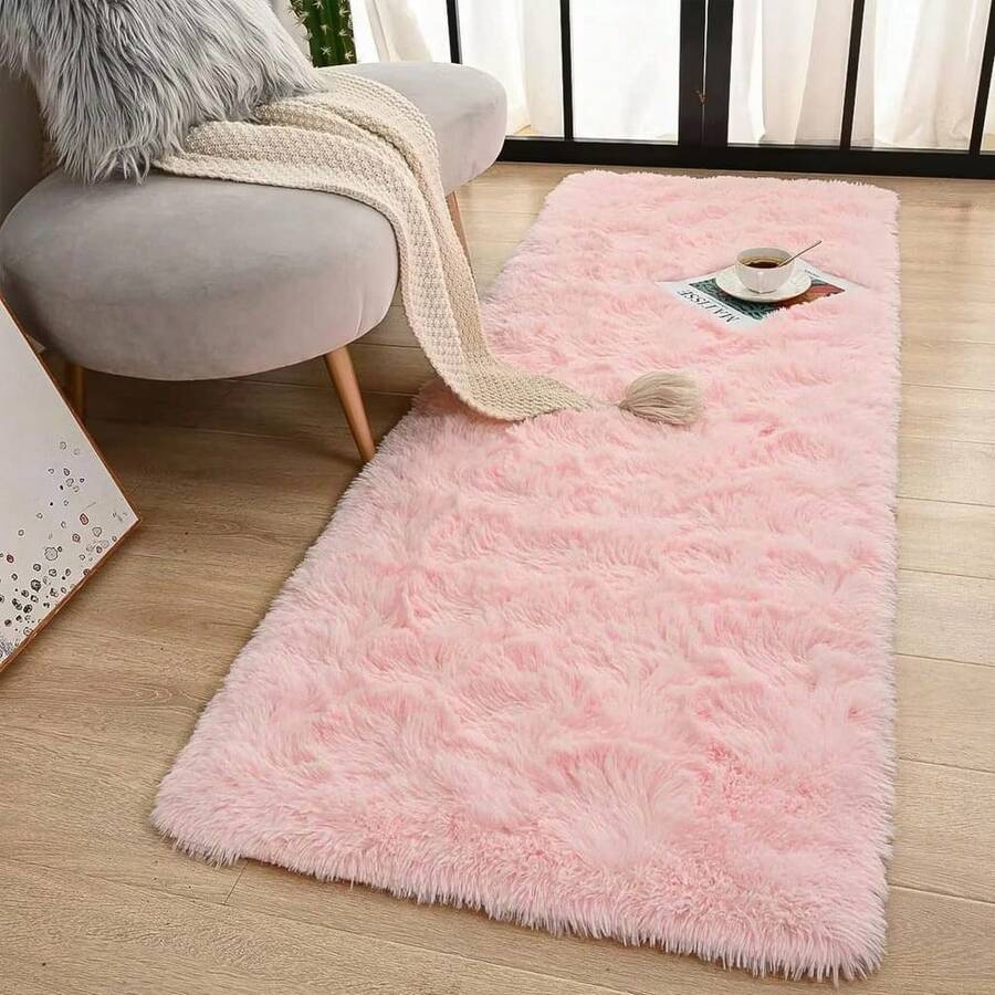 Tapete passadeira felpuda Peludo Macio Marrom Mesclado Luxo 2,00x0,60