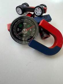 1 Set Assorted Magnetic Compass Teaching Aids, Including U-Shaped Magnets, Ring Magnets, Bar Magnets, Compass, Magnetic Car Models, Random Packaging, Compact And Easy To Store, Ideal For Office, Study And Stress Relief - Multiple - View 4