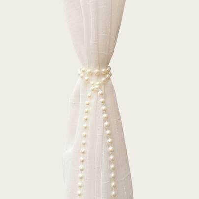 Bộ 2 dây buộc rèm ngọc trai cao cấp, dây buộc rèm tua rua ngọc trai sáng tạo, dây trang trí rèm đa năng, không cần khoan.