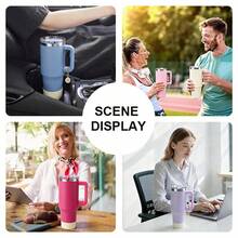 一套 EcoNymphal 杯子配件，40盎司/1200毫升保温杯替换盖，防漏，旅行咖啡杯杯套，硅胶防滑底盖，带可爱装饰 - 彩色 - 查看 2