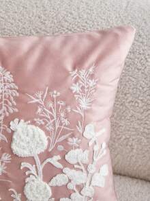 LCUHPCL 1pc Spring/Summer Charming 3D Embroidered Multi-Color Tulip & Gypsophila Wild Flower Embroidered Throw Pillow Cover, Home Decor Suitable For Living Room, Bedroom, Party, Sofa, Etc. - Pink - View 12