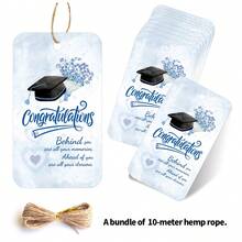 50pcs Graduation Theme Gift Tags With Hemp Rope - Class Of 2026 Graduation Season Hanging Labels For Presents, Gift Wrapping & Party Decoration, Congrats Grad Paper Party Favor Tags - Multicolor - View 11