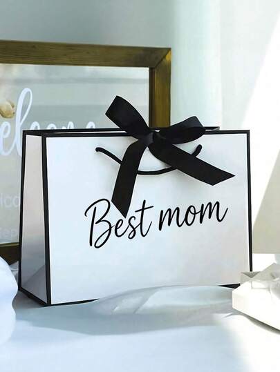 1个装最佳妈妈礼物袋，母亲节装饰礼品包装袋，妈妈字母印花手提袋，时尚生日礼物包装袋，轻便可折叠购物手提包，便携旅行购物袋，母亲节礼物