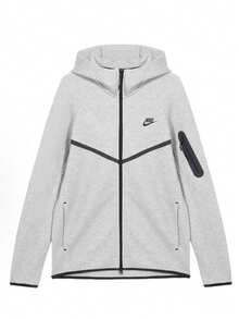 Nike Unisex Tech-Inspired Zip Hoodie & Jogger, Slim Fit Tapered Tracksuit With Cozy Lining, No Shrinkage, Effortless Streetwear Graphic Outerwear For Men & Women Set - Grey Full-Zip Hoodie1 - 查看 6