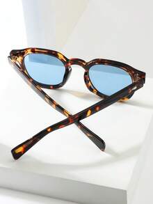1pc Retro Round Frame High-Quality Minimalist Fashion Glasses, Suitable For Travel, Beach, And Daily Wear - 玳瑁框蘭片 - 查看 2