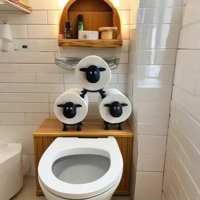 3/2/1 Pcs Cute Sheep Shaped Toilet Paper Holder, Freestanding Tissue Roll Dispenser - No Installation Required, 3D Printed Black Sheep Bathroom Decor, Plastic Toilet Paper Storage Box, Suitable For Bathroom And Farmhouse Style (Compatible With Toilet Paper Containers)