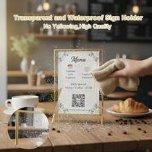 6pcs Acrylic Display Stand, 5"X7" Double-Sided Gold Photo Frame, Gold Vertical Table Number Holder, Wedding Office Restaurant Party Table Card Menu Display Rack - T-gold - View 7