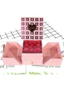 1-Piece Love Romance Red Pink Blue 9-Rose Soap Flower Heart Jewelry Box Valentine's Day Gift Set Earrings Necklace Ring Jewelry Box Suitable For Valentine's Day Mother's Day Wedding Proposal Confession Use Holiday Gift Box Party Gift Box Gift Box Does Not Include Jewelry - View 5