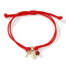 1pc Fashionable Minimalist Gold Cross Bracelet, Jesus Bracelet, Woven Red Rope Adjustable Bracelet, Birthday Gift, Valentine's Day Gift, Anniversary Gift - Multicolor - View 19
