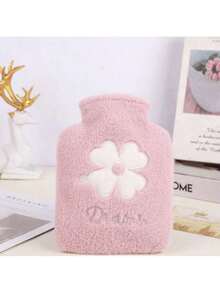 1pc Hot Water Bag, 500ml Small Insulated Water Bag With Lid, Equipped With Soft Velvet Bag And PVC Inner Liner - Flower Style - View 2