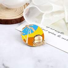 1件夏季热带风情椰树猕猴胸针 旅行度假服装翻领配饰 波西米亚风珠宝 - 彩色 - 查看 8