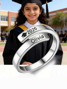 suteyi Customized 2026 Graduation Ring, Stainless Steel Hollow Design. Can Be Customized With Your Name And Graduation Date, A Personalized Graduation Gift For Teachers And Classmates - Multicolor - View 3