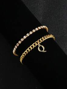 Hip Hop Initial Anklet For Women, Stackable Crystal Tennis Chain Foot Jewelry Gift - Custom Lettering Anklet - View 28