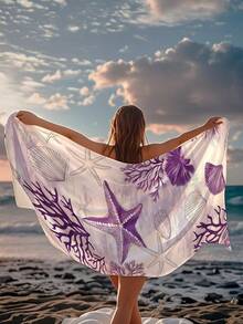 [Prosop de plajă ultra-moale, cu uscare rapidă, 250 g/m² | Disponibil 70*140 cm/90*180 cm | Model cu stele de mare violet | Prosop de înot portabil cu absorbție ridicată, decor pentru baie, prosop de plajă | Potrivit pentru vara, plajă, înot, călătorii, camping, fitness] - Multicolor - Vizualizare 8