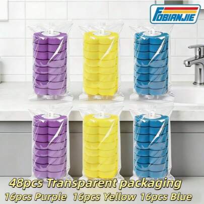 三色透明包装袋，适用于马桶刷替换头、一次性马桶刷替换头垫，适用于浴缸、水槽和玻璃门（仅刷头，不兼容其他型号）