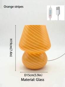 Đèn bàn LED USB hình nấm bằng thủy tinh màu hổ phách, đèn bàn họa tiết gợn sóng nước, đèn ngủ dịu nhẹ cho phòng ngủ, phòng khách. - Một cỡ - Xem 11