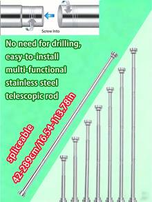 【畅销款】超长免钻孔不锈钢窗帘杆、衣架、伸缩杆、晾衣架、挂杆、支架、厨房用具收纳杆、伸缩杆、锅铲挂杆、勺子挂杆、砧板挂杆、厨房毛巾挂杆、打蛋器挂杆、汤勺挂杆。无需钻孔，不锈钢材质，安装简便，无需胶水，适用于衣柜、浴室、窗户等场所。 - 多用途不銹鋼伸縮桿-銀色 - 查看 13
