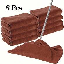4/8 buah Kain Pembersih Serat Ultra Halus, Dapat Digunakan Kembali dan Dicuci, Cocok untuk Mengepel, Membersihkan Lantai, dan Jendela, Gaya Modern, Non-Woven, Cepat Kering - Coklat - View 16