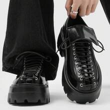 Men's Thick-Soled Workwear Casual Lace-Up Fashion Shoes 2026 New Large-Toe Derby Shoes - 紅色 - 查看 8