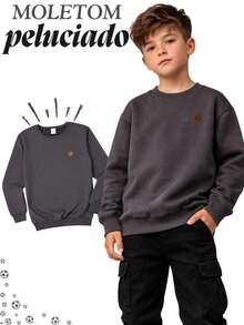 Premium Fleece-Lined Boys' Sweatshirt: Warm, Stylish, And Comfortable! (Sizes 4 To 14) - 灰色 - 查看 1