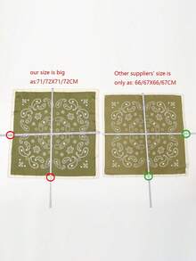 1pc 70*70cm Square Silk Scarf, Women's Satin Printed Headscarf, Neckerchief, Headband, Fashion Ladies Shawl, Scarf - Green - View 3