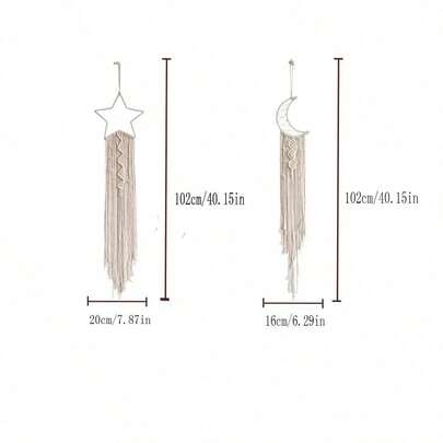 2pcs Moon & Star Design Tassel Wall Hanging,Home Decor ,Room Decor,Wall Decor Gifts Birthday Graduation