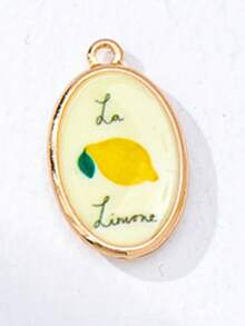 1pc Oval-Shaped DIY Jewelry Pendant, Suitable For Necklace, Bracelet, Earring Making - Gold Plated Enamel Ocean & Fruit Pendant, Jewelry Making Supplies - Summer Theme Jewelry Accessory - Multicolor - View 24