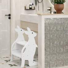 YUNRUICHI Wooden Two Step Stool Height Adjustable With Armrests Auxiliary Step Stool For Kitchen Bathroom Sink Toilet Household Helper White - 1 - View 5