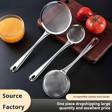 1pc Household Strainer/ Tool For Filtering Soy Milk & Juice/Oil Residue Spoon/Essential Kitchen Colander - Silver - View 5