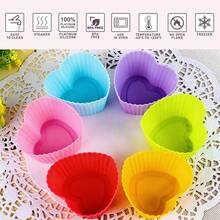 30pcs Silicone Heart Shaped Baking Cups, Reusable Heart Shaped Cupcake Liners For Making Heart Shaped Cupcakes And Muffins - Multicolor - View 2