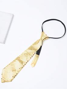 Sequin Drawstring Tie, Solid Color Minimalist Zipper Tie, Suitable For Gatherings, Performances, Parties - Multi-color Breathable, Colorfast and Wear-resistant - View 4