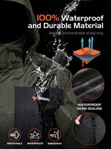 RODEEL Men's Fishing Windproof Waterproof Breathable Quick-Dry Jumpsuit Raincoat With Multi-Pockets, Adjustable Cuffs, Ideal For Outdoor Enthusiasts - Green - View 5